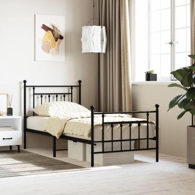 Bedframe met hoofd- en voeteneinde metaal zwart 90x200 cm