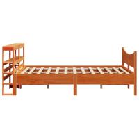 Bedframe met hoofdbord massief grenenhout wasbruin 135x190 cm - thumbnail