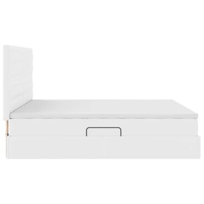 Opbergbed met matras met matras Puur Wit 200 x 200 cm Nep Leer