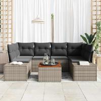 Tuinbankenset met opslag 7 pcs Grijs poly rattan - thumbnail
