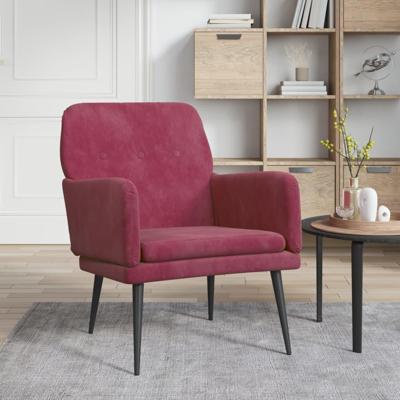 Fauteuil 62x79x79 cm fluweel wijnrood