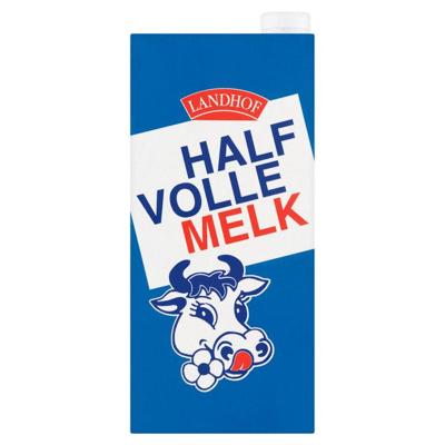 Melk Landhof halfvol houdbaar pak 1 liter | 12 stuks