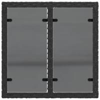 Tuintafel met glazen blad 55x55x37 cm poly rattan zwart - thumbnail