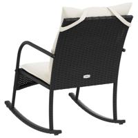 Tuinschommelstoel met kussens poly rattan zwart - thumbnail
