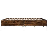 Bedframe bewerkt hout metaal gerookt eikenkleurig 180x200 cm - thumbnail