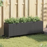 VidaXL Plantenbakken met wielen 2 st 107x32x38 cm poly rattan zwart - thumbnail