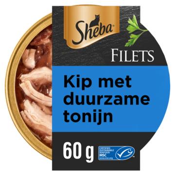 Filets Tonijn en kip in saus kattenvoer 60 gram Sheba - Sheba Filets Tonijn en kip in saus kattenvoer 60 gram Sheba - Sheba