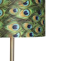 QAZQA Vloerlamp messing met pauw kap 40 cm - Simplo - thumbnail