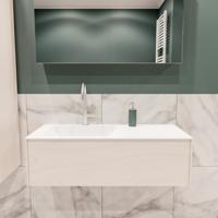 Mondiaz Lush Cloud badmeubel underlayment 100 cm 1 lade solid surface enkele spoelbak links 1 kraangat - thumbnail