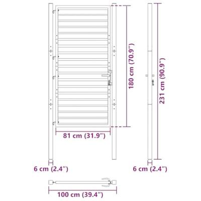 Tuinhek afsluitbaar 100x180 cm aluminium zwart
