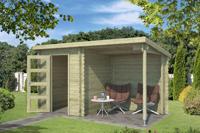 Blokhut met overkapping Jelle 370x175 Olijfgroen Geimpregneerd Outdoor Life - Outdoor life - thumbnail