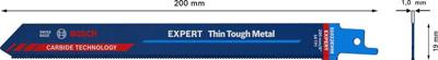 Bosch Accessoires Expert 'Thin Tough Metal' S 1022 EHM reciprozaagblad 1 stuk - 1 stuk(s) - 2608900363