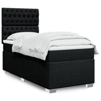 Boxspring met matras stof zwart 90x190 cm - thumbnail