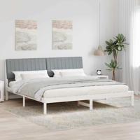 Bedframe met hoofdeinde Wit 200 x 200 cm Massief grenenhout - thumbnail