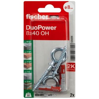 Fischer 535006 DuoPower 8 x 40 OH K NV Deuvelset 40 mm 8 mm 1 set(s) Fischer 535006 DuoPower 8 x 40 OH K NV Deuvelset 40 mm 8 mm 1 set(s)