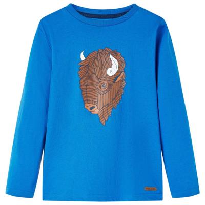 Kindershirt met lange mouwen runderprint 128 kobaltblauw Kindershirt met lange mouwen runderprint 128 kobaltblauw