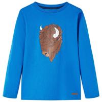 Kindershirt met lange mouwen runderprint 128 kobaltblauw - thumbnail