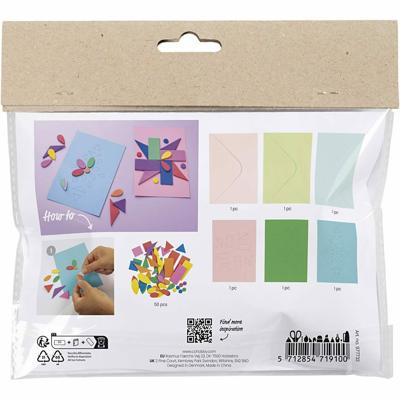 Creativ Company Mini hobbyset decoratie, versierde kaarten, blauw, groen, roze, 1 doos