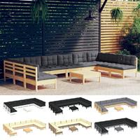 11-delige Loungeset met grijze kussens massief grenenhout - thumbnail