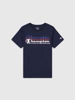 Kinder-T-Shirt met Korte Mouwen Champion Crewneck Blauw - Maat: 7-8 jaar - thumbnail