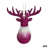 Kerstversiering Rendier Fuchsia Plastic Purpurine 13,5 x 15,5 x 7 cm (24 Stuks) - thumbnail