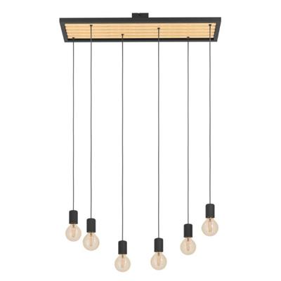 Eglo 6-lichts hanglampConsett zwart met hout - 43725