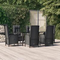 7-delige Tuinset met kussens poly rattan zwart - thumbnail