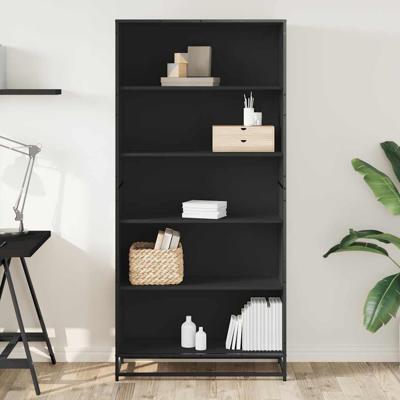 Boekenkast 80,5x35x170,5 cm bewerkt hout zwart