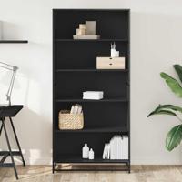 Boekenkast 80,5x35x170,5 cm bewerkt hout zwart - thumbnail