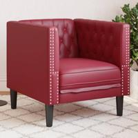Fauteuil Chesterfield-stijl kunstleer wijnrood - thumbnail