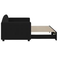 Slaapbank met onderschuifbed 80x200 cm stof zwart - thumbnail