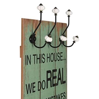 VidaXL Wandkapstok met 6 haken happy love 120x40 cm