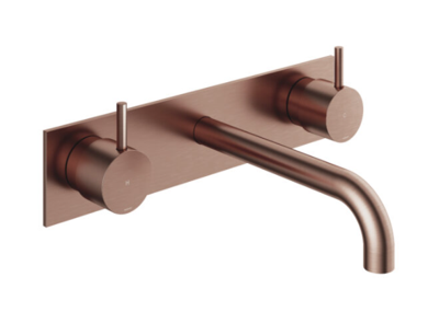 Hotbath Cobber afbouwdeel wastafelmengkraan met achterplaat en 18 cm uitloop geborsteld koper PVD CB006TEXT18BCP