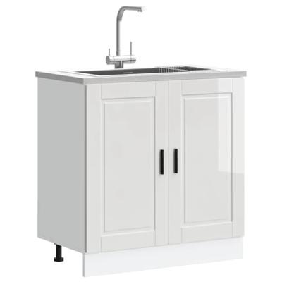 Spoelbakonderkast Porto 80x46x81,5cm bewerkt hout hoogglans wit