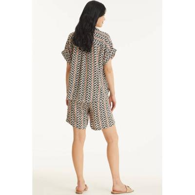 FREEQUENT blouse FQTEKA met all over print beige/zwart/koraal FREEQUENT blouse FQTEKA met all over print beige/zwart/koraal