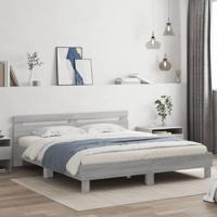 Bedframe met hoofdeinde bewerkt hout grijs sonoma 160x200 cm - thumbnail