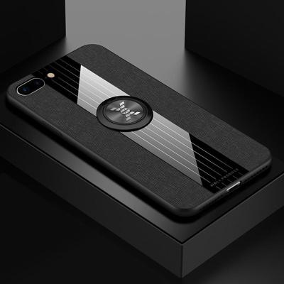 Voor iPhone 8 plus/7 plus XINLI stiksels doek Textue schokbestendig TPU beschermhoes met ring houder (zwart) Voor iPhone 8 plus/7 plus XINLI stiksels doek Textue schokbestendig TPU beschermhoes met ring houder (zwart)