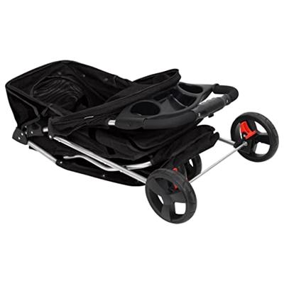 VidaXL Hondenwagen inklapbaar 80x46x98 cm oxford stof zwart - thumbnail