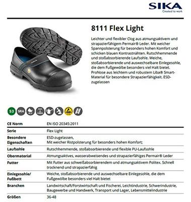 SIKA 8110 flex light safety clog o.h. sb+p zwart - maat 46 - 16.089.102.46 SIKA 8110 flex light safety clog o.h. sb+p zwart - maat 46 - 16.089.102.46