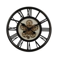 Wandklok ope uurwerk 54,5x7cm antic zwart - thumbnail