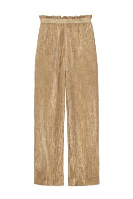 Like Flo Zomer broek meisjes Goud - plisse metallic + elastische tailleband