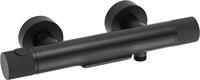 Ben Engraved Cross thermostatische badkraan met watervaluitloop en gravering mat zwart - thumbnail