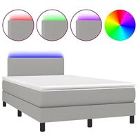 Boxspring met matras en LED stof lichtgrijs 120x190 cm - thumbnail