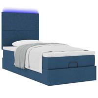 Ottoman bed met matras en LED's 80x200cm stof blauw - thumbnail