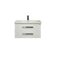 Badkamermeubelset Sanicare Q10 2 Laden 80cm Hoogglans Wit (spiegel optioneel) - thumbnail