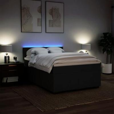 Boxspring met matras stof zwart 160x200 cm