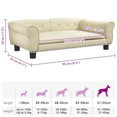 vidaXL Hondenmand 95x55x30 cm kunstleer crèmekleurig
