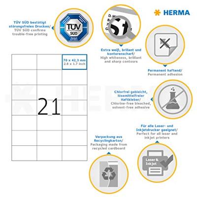 Etiket herma 8634 70x42.3mm premium wit 210st | 70 stuks Etiket herma 8634 70x42.3mm premium wit 210st | 70 stuks