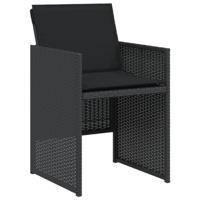 3-delige Bistroset met kussens poly rattan zwart - thumbnail