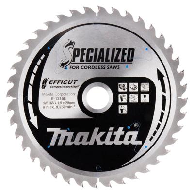 Makita Cirkelzaagblad voor WPC | Efficut | Ø 165mm Asgat 20mm 40T - E-12223 Makita Cirkelzaagblad voor WPC | Efficut | Ø 165mm Asgat 20mm 40T - E-12223